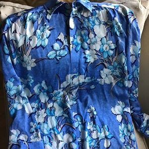 AUTHENTIC BALANCIAGA OVERSIZED PURE SILK FLORAL PRINT BLOUSE SIZE 38